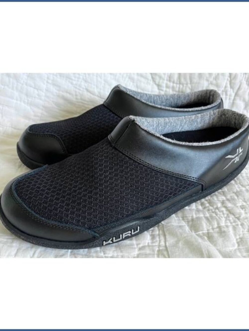 EUC Kuru Draft Mules Comfort Shoes Support Slippers Black Gray Mesh Mens 9.5 Med